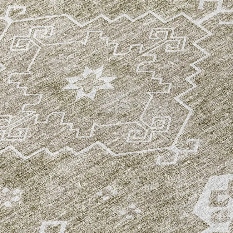 8' Taupe Beige And Ivory Round Medallion Washable Indoor Outdoor Area Rug