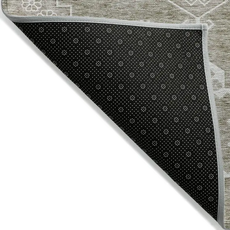 8' X 10' Taupe Beige And Ivory Medallion Washable Indoor Outdoor Area Rug