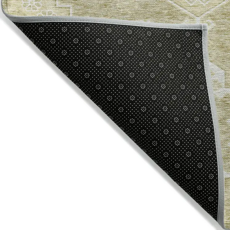 8' X 10' Wheat Gold And Ivory Medallion Washable Indoor Outdoor Area Rug