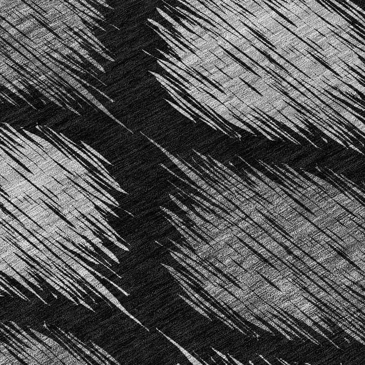8' Black Silver And Gray Round Ikat Washable Indoor Outdoor Area Rug