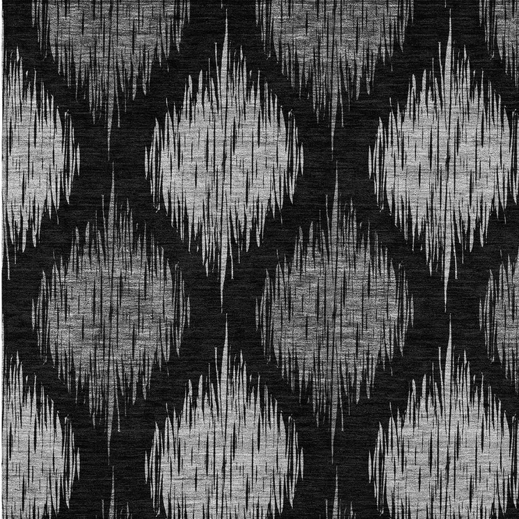 8' X 10' Black Silver And Gray Ikat Washable Indoor Outdoor Area Rug