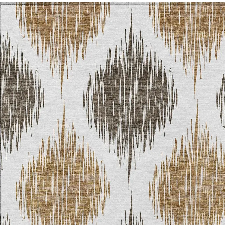 3' X 5' Chocolate And Ivory Ikat Washable Indoor Outdoor Area Rug