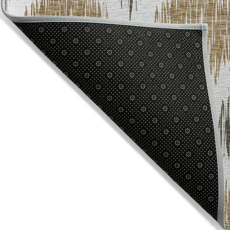 3' X 5' Chocolate And Ivory Ikat Washable Indoor Outdoor Area Rug