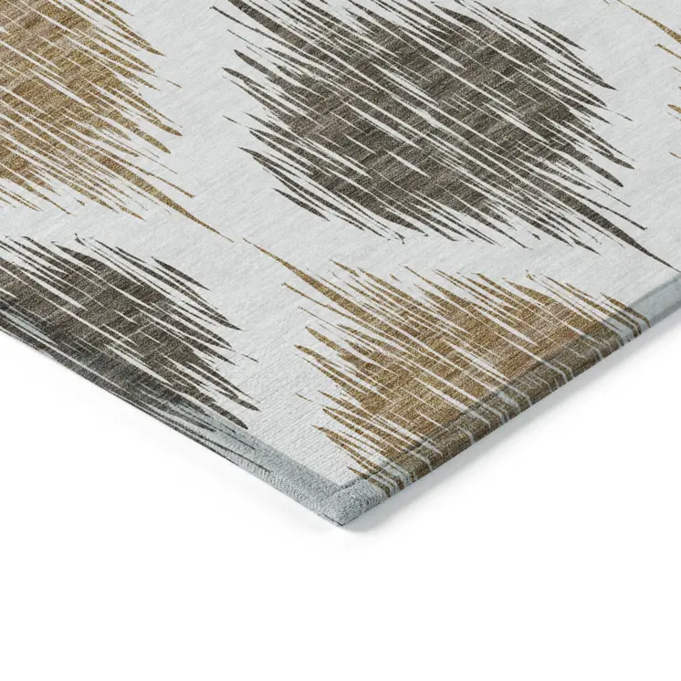 3' X 5' Chocolate And Ivory Ikat Washable Indoor Outdoor Area Rug