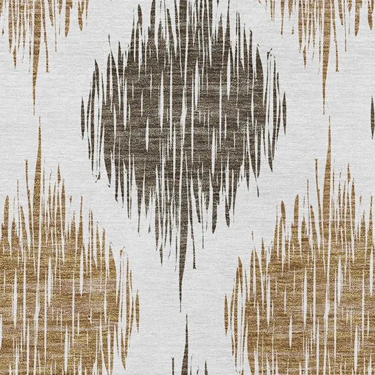 10' X 14' Chocolate And Ivory Ikat Washable Indoor Outdoor Area Rug
