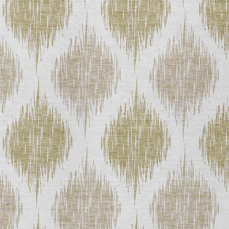 9' X 12' Gold Ivory And Beige Ikat Washable Indoor Outdoor Area Rug
