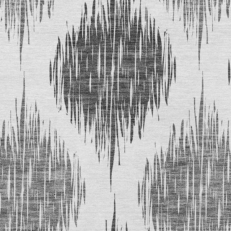 8' X 10' Gray Ivory And Charcoal Ikat Washable Indoor Outdoor Area Rug