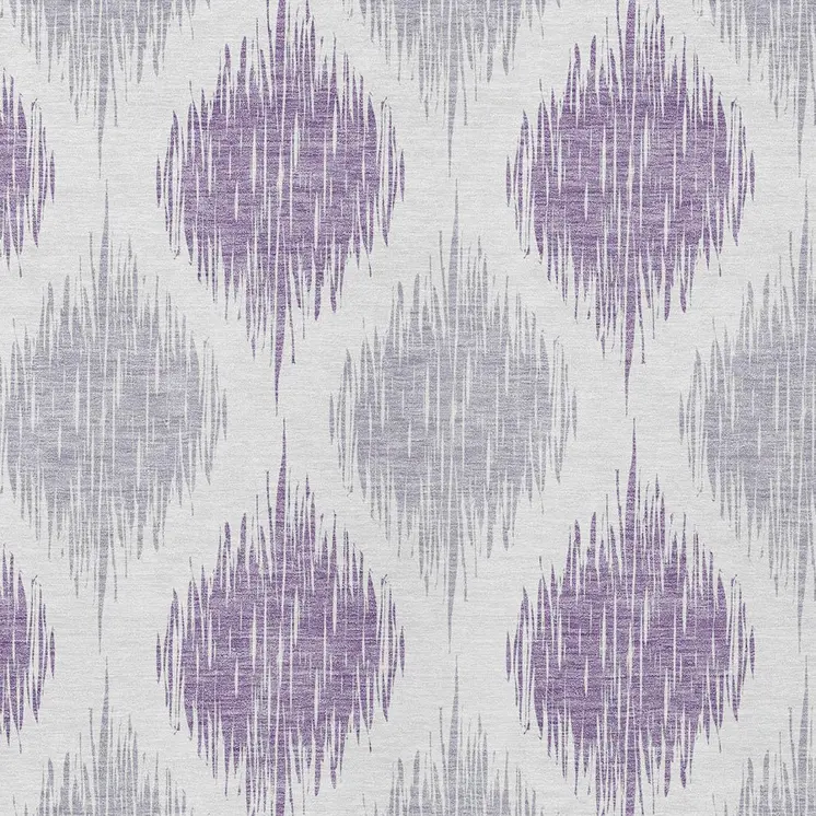 8' X 10' Lavender Purple And Ivory Ikat Washable Indoor Outdoor Area Rug