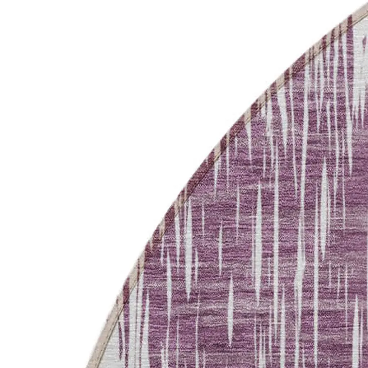 8' Purple Plum And Ivory Round Ikat Washable Indoor Outdoor Area Rug