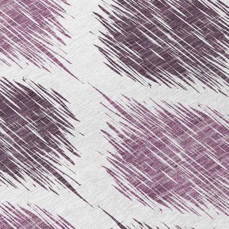 8' X 10' Purple Plum And Ivory Ikat Washable Indoor Outdoor Area Rug