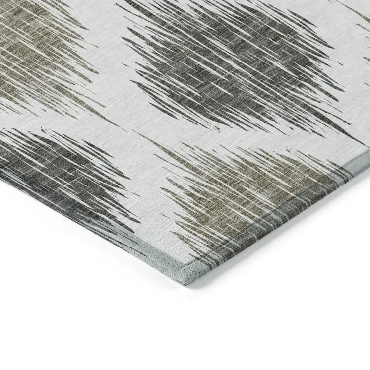 5' X 8' Taupe Ivory And Brown Ikat Washable Indoor Outdoor Area Rug