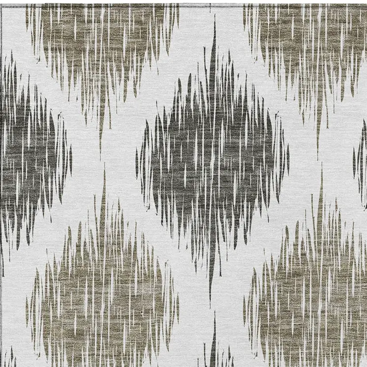 8' X 10' Taupe Ivory And Brown Ikat Washable Indoor Outdoor Area Rug