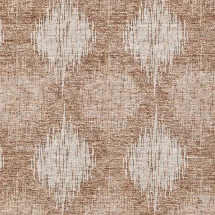 8' X 10' Coral And Terra Cotta Ikat Washable Indoor Outdoor Area Rug