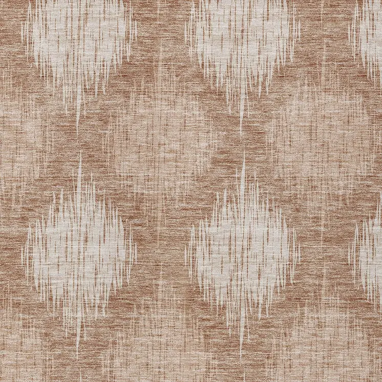 10' X 14' Coral And Terra Cotta Ikat Washable Indoor Outdoor Area Rug