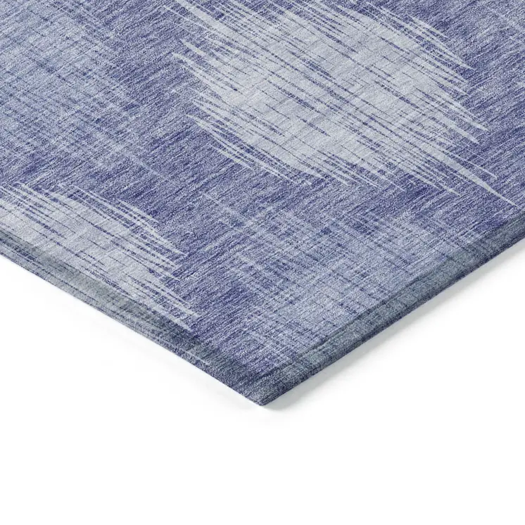 8' X 10' Denim Blue And Sky Blue Ikat Washable Indoor Outdoor Area Rug