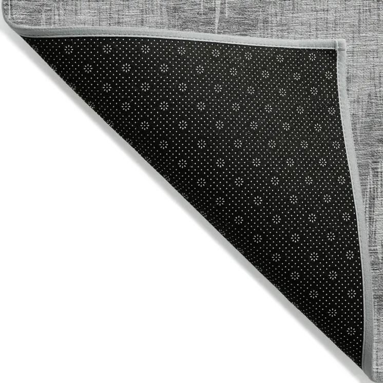 3' X 5' Gray Silver And Charcoal Ikat Washable Indoor Outdoor Area Rug