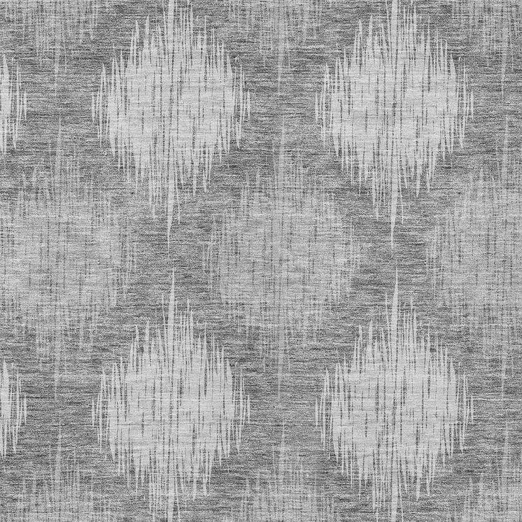 10' X 14' Gray Silver And Charcoal Ikat Washable Indoor Outdoor Area Rug