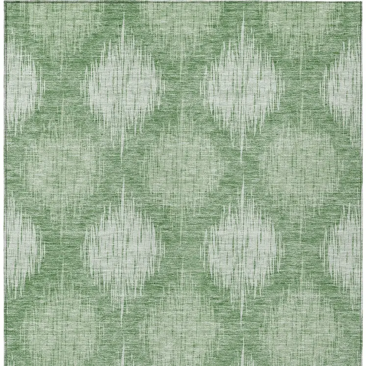 3' X 5' Mint Green And Fern Green Ikat Washable Indoor Outdoor Area Rug