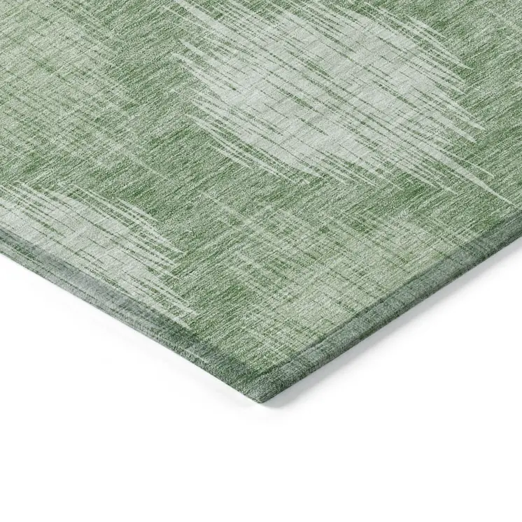3' X 5' Mint Green And Fern Green Ikat Washable Indoor Outdoor Area Rug