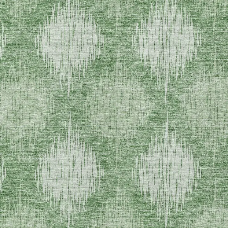 3' X 5' Mint Green And Fern Green Ikat Washable Indoor Outdoor Area Rug