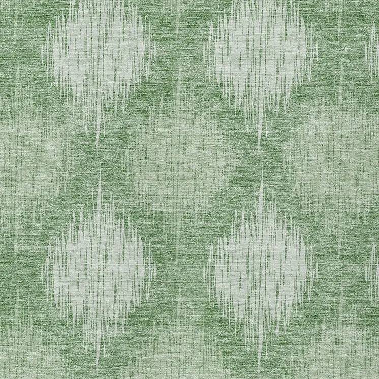 5' X 8' Mint Green And Fern Green Ikat Washable Indoor Outdoor Area Rug