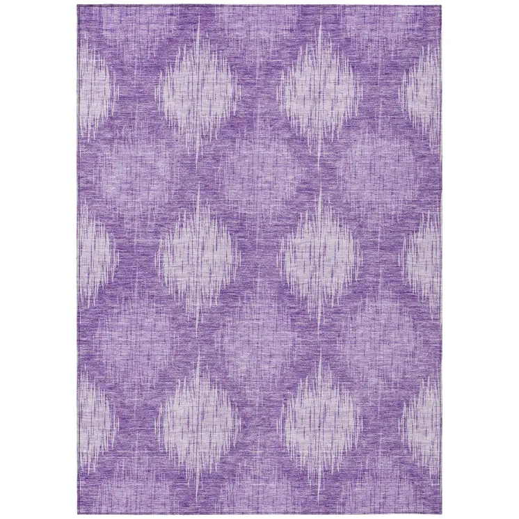 3' X 5' Plum Purple And Lavender Ikat Washable Indoor Outdoor Area Rug