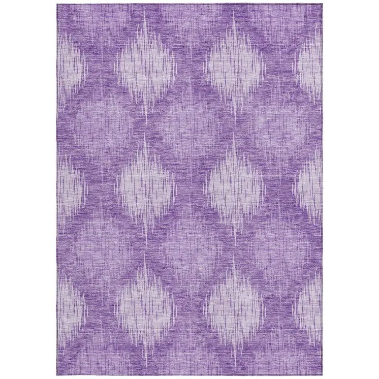 3' X 5' Plum Purple And Lavender Ikat Washable Indoor Outdoor Area Rug