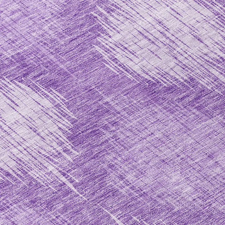 8' Plum Purple And Lavender Round Ikat Washable Indoor Outdoor Area Rug