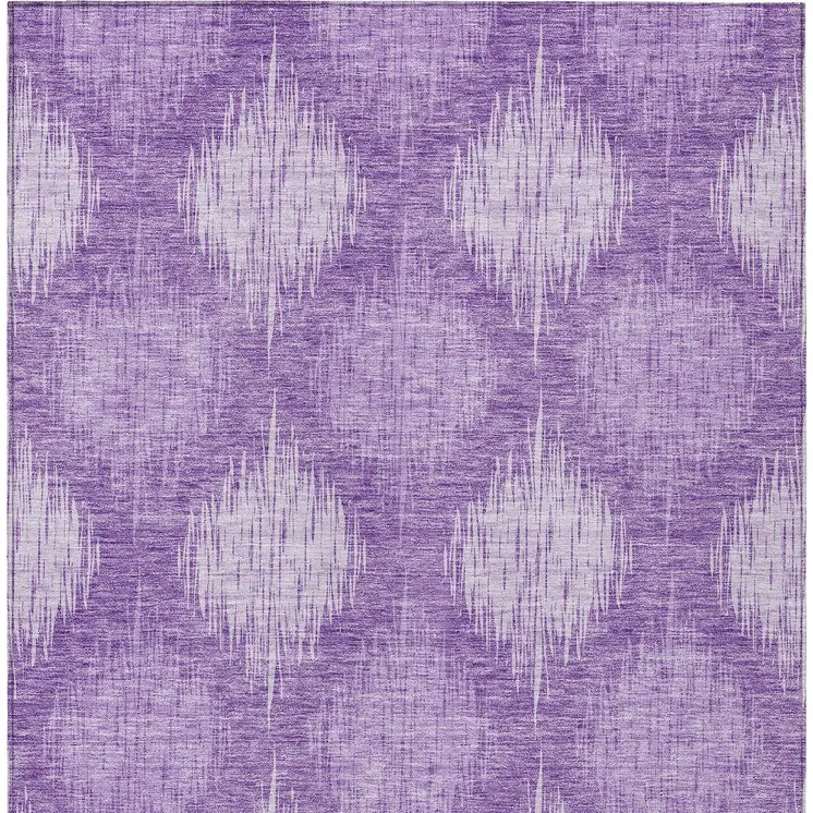9' X 12' Plum Purple And Lavender Ikat Washable Indoor Outdoor Area Rug