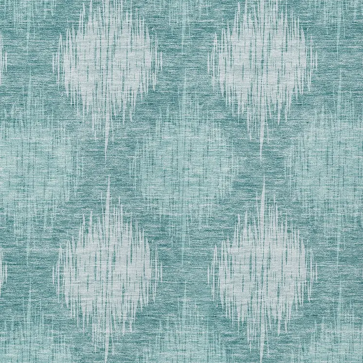 3' X 5' Teal Blue And Mint Green Ikat Washable Indoor Outdoor Area Rug