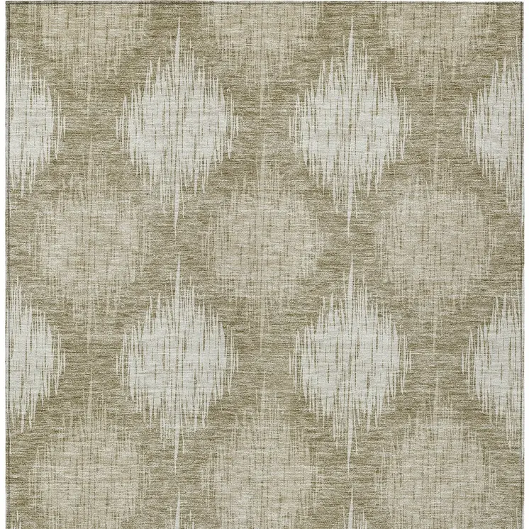 10' X 14' Taupe And Beige Ikat Washable Indoor Outdoor Area Rug