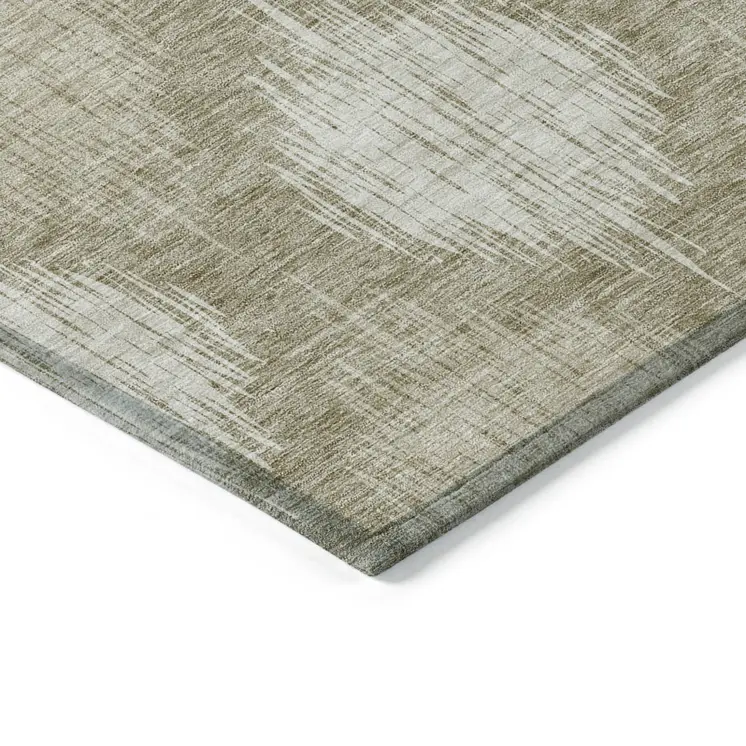 10' X 14' Taupe And Beige Ikat Washable Indoor Outdoor Area Rug