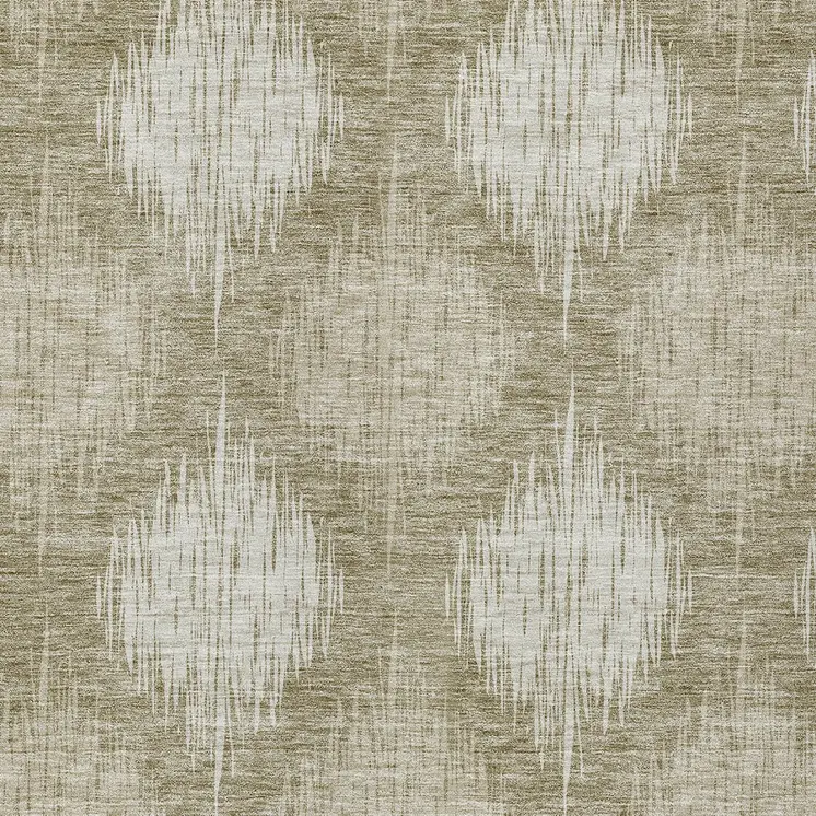 10' X 14' Taupe And Beige Ikat Washable Indoor Outdoor Area Rug