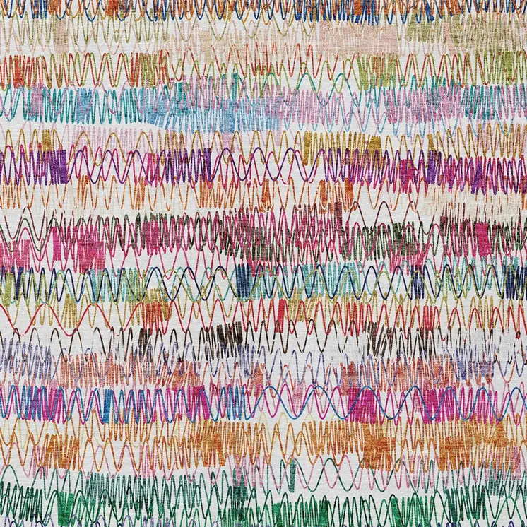 9' X 12' Green Ivory And Purple Striped Washable Indoor Outdoor Area Rug