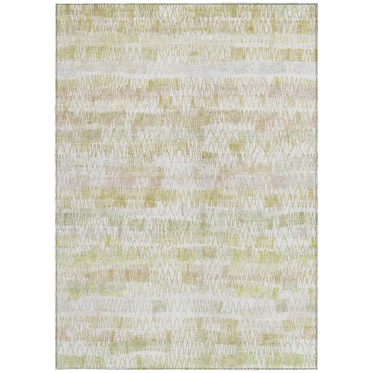 3' X 5' Gold Beige And Tan Striped Washable Indoor Outdoor Area Rug