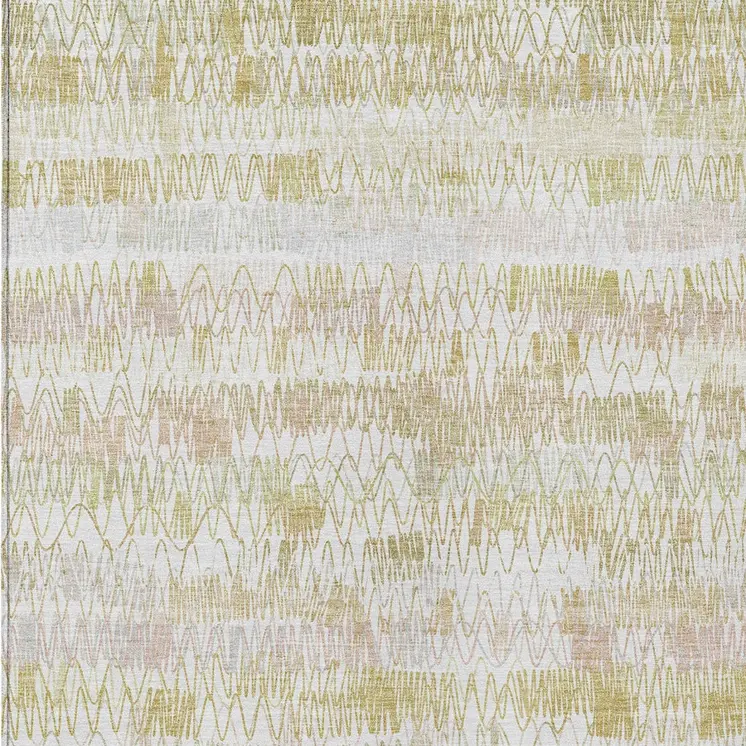 9' X 12' Gold Beige And Tan Striped Washable Indoor Outdoor Area Rug