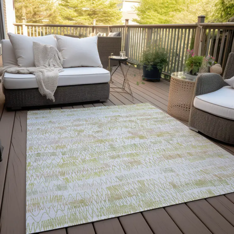 10' X 14' Gold Beige And Tan Striped Washable Indoor Outdoor Area Rug