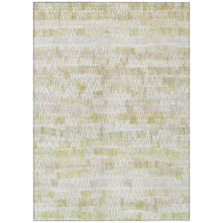 10' X 14' Gold Beige And Tan Striped Washable Indoor Outdoor Area Rug