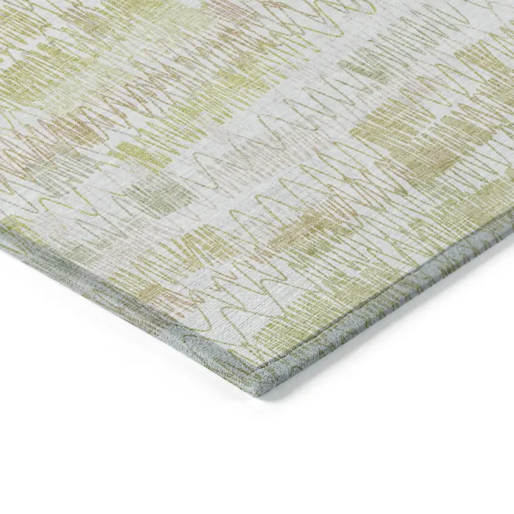 10' X 14' Gold Beige And Tan Striped Washable Indoor Outdoor Area Rug