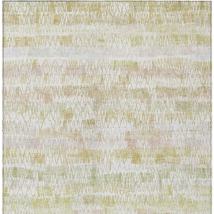 10' X 14' Gold Beige And Tan Striped Washable Indoor Outdoor Area Rug