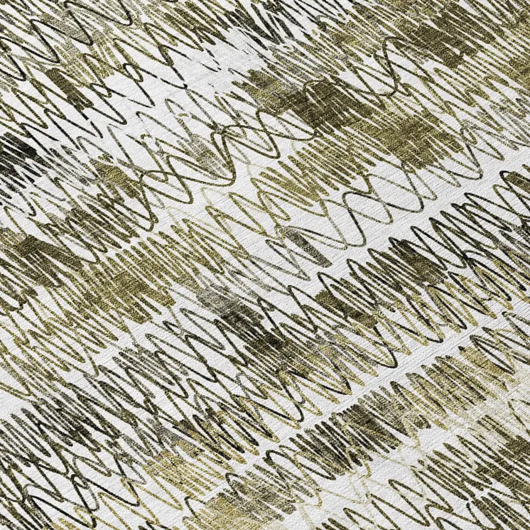 8' Taupe Beige And Tan Round Striped Washable Indoor Outdoor Area Rug