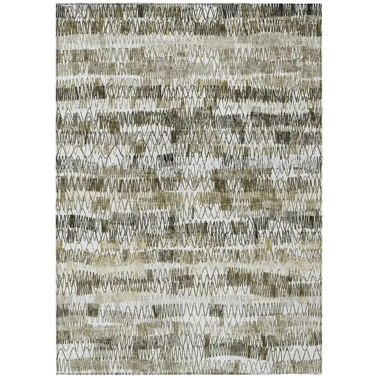 8' X 10' Taupe Beige And Tan Striped Washable Indoor Outdoor Area Rug