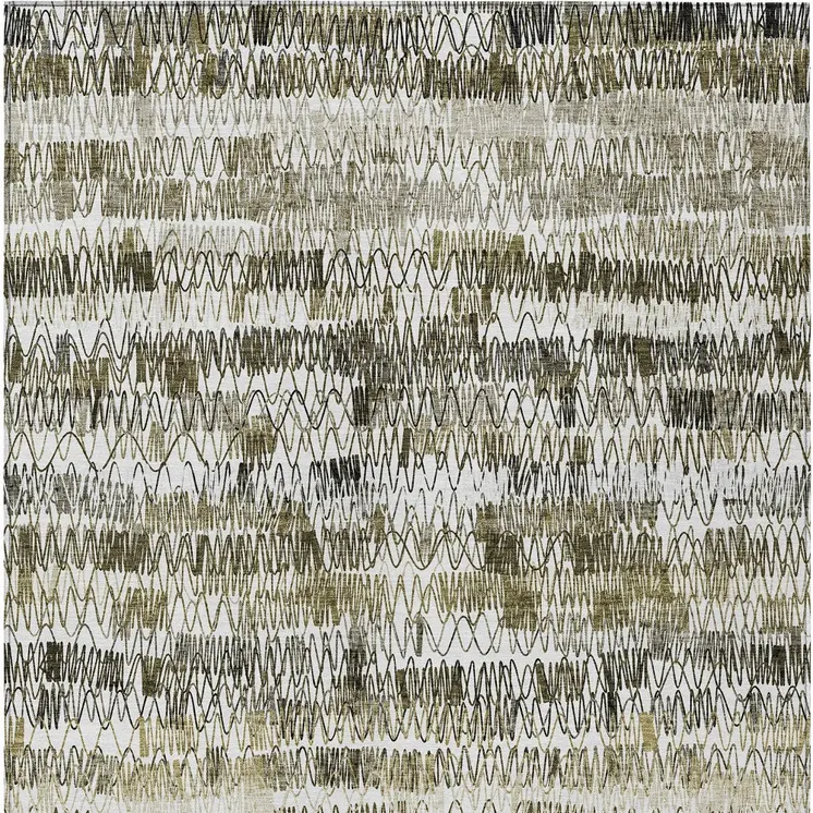 8' X 10' Taupe Beige And Tan Striped Washable Indoor Outdoor Area Rug