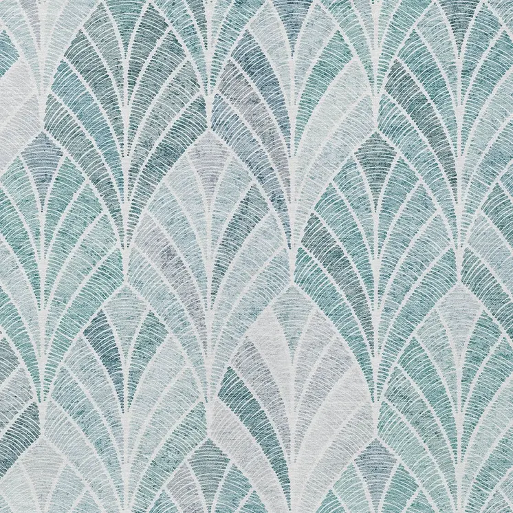 8' X 10' Aqua Mint Green And Silver Geometric Washable Indoor Outdoor Area Rug