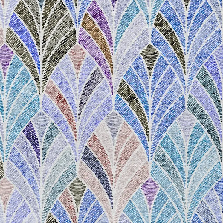 8' X 10' Blue Brown And Purple Geometric Washable Indoor Outdoor Area Rug