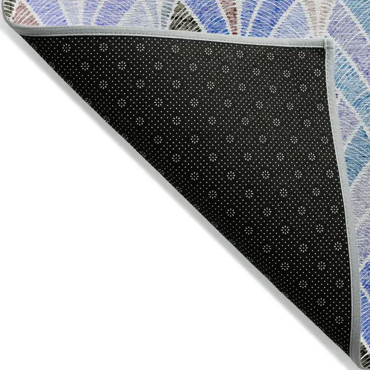 10' X 14' Blue Brown And Purple Geometric Washable Indoor Outdoor Area Rug