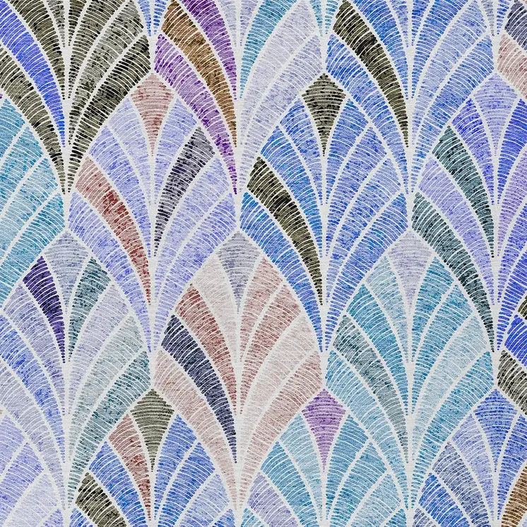 10' X 14' Blue Brown And Purple Geometric Washable Indoor Outdoor Area Rug