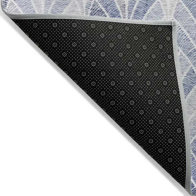 5' X 8' Denim Blue And Sky Blue Geometric Washable Indoor Outdoor Area Rug