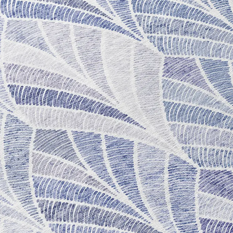 8' Denim Blue And Sky Blue Round Geometric Washable Indoor Outdoor Area Rug