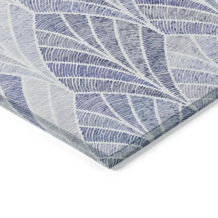 10' X 14' Denim Blue And Sky Blue Geometric Washable Indoor Outdoor Area Rug